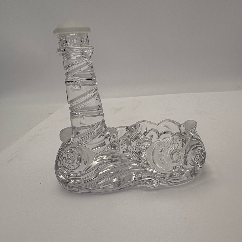 Elegant Lenox Crystal Lighthouse Sculpture With Votive Holder